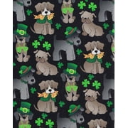 44 x 36 St Patrick's Day Dogs Puppies Glitter Fabric Traditions 100% Cotton