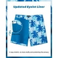 thumbnail image 5 of SURF CUZ Mens Swim Trunks with Compression Liner Quick Dry Swim Shorts 7" Swimming Trunks Stretch Bathing Suit Boardshorts Zipper Pockets Blue Palm Tree Large, 5 of 8