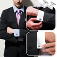 thumbnail image 4 of relayinert Iron Geometric Shape Cufflinks Add Touch Of Sophistication To French Shirt Simple Stripes Cufflinks, 4 of 6