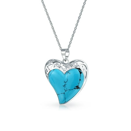 inlaid filigree stabilized turquoise sterling chain pendant shape necklace heart silver