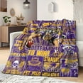 thumbnail image 4 of 1pc Minnesota Fan Gift Flannel Blanket - Purple & Yellow Team Colors with Player Graphics, Helmet & Motivational Slogans, Ultra-Soft Warm All-Season Blanket for Camping, Sofa, Bed, Office - Machine W, 4 of 7