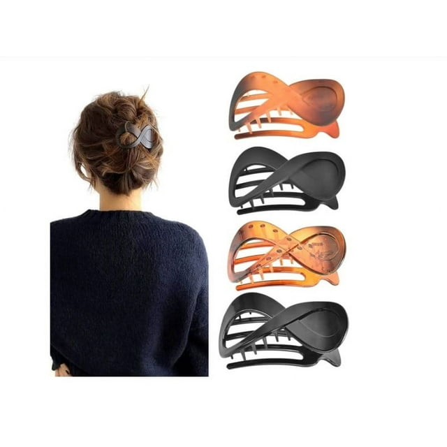 4 piezas de pinzas para el cabello, pinzas para el cabello estilo alfombra francesa, grandes, acrílicas, antideslizantes