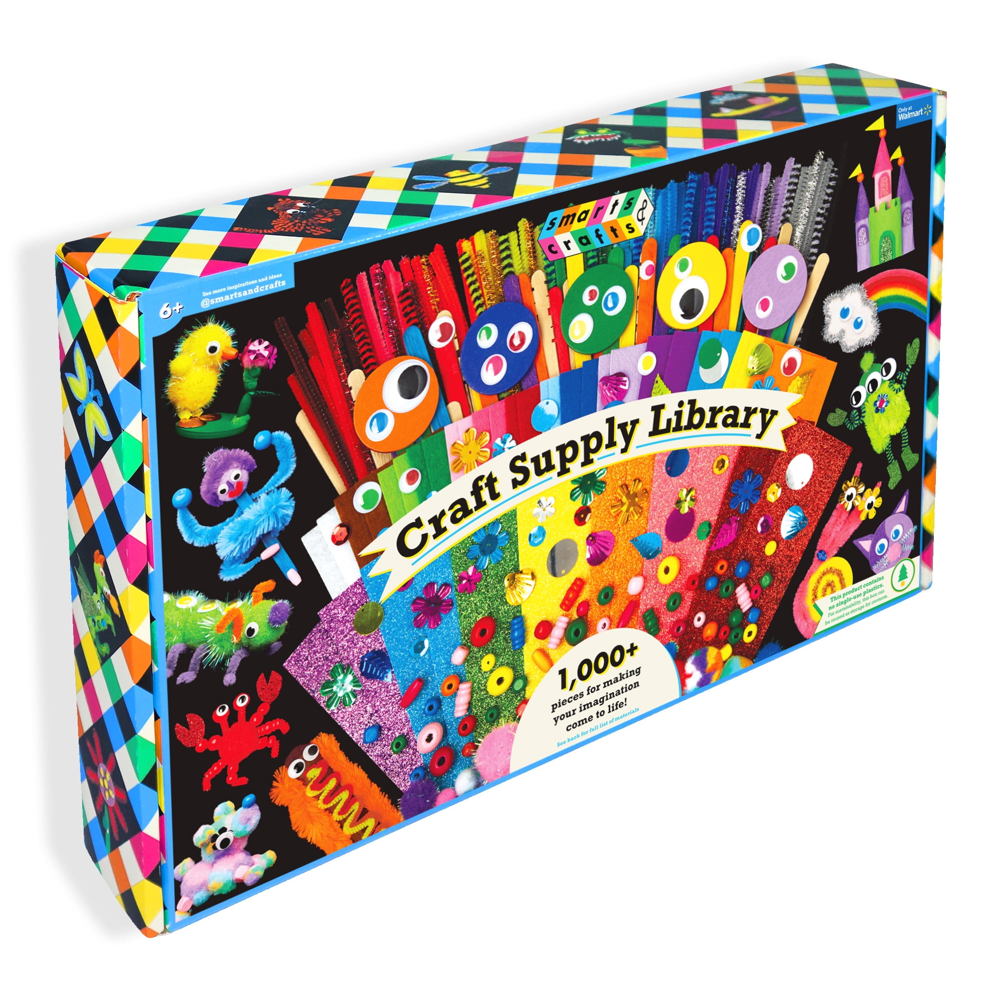 Smarts & Crafts Craft Supply Library Art & Craft Kit 1057 Pieces for Boys & Girls, Kids & Teens