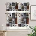 thumbnail image 3 of Bear Deer Kitchen Curtain Set, Vintage Buffalo Plaid Patchwork Deer Bear Paw Mountain Pine Tree Cottage Style Window Valances Set for Kitchen Living Room Café Décor 54x24 Inch, 3 Piece, 3 of 4