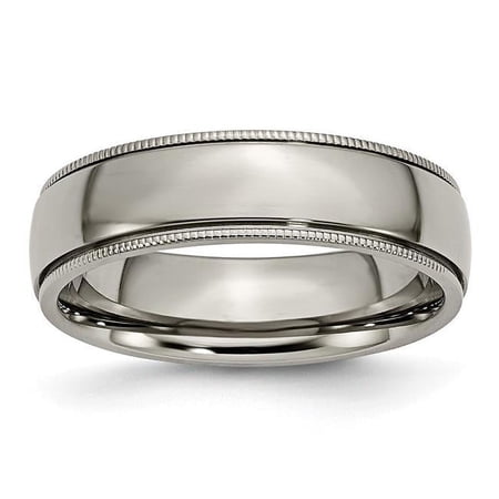 Titanium Grooved and Beaded Edge 6mm Polished Band