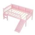thumbnail image 7 of Twin XL Loft Bed with 3 Storage Shelves, Wood Lower Loft Bed with Warm LED Lights, Slide, Ladder, No Box Spring Needed, for Bedroom, Pink, 7 of 7