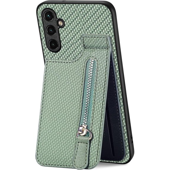 Zipper Wallet Case with Card Holder for Samsung Galaxy A54 5G, PU Leather Folding Magnetic Kickstand Closure Purse Flip Phone Cover for Samsung Galaxy A54 5G Green SDL
