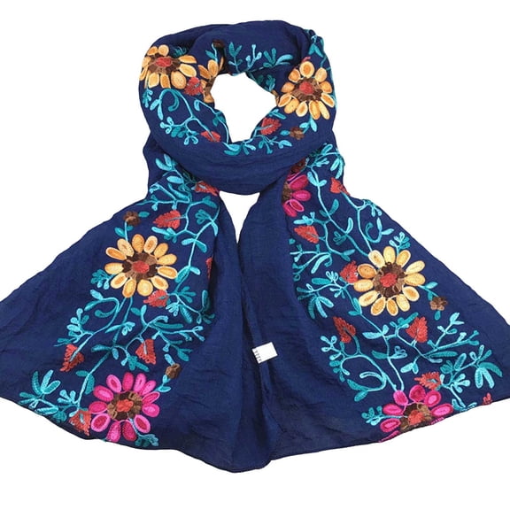 Levmjia Women Scarf Soft Shawl Floral Embroidery Print Wrap Lightweight Versatile Spring Autumn Winter Outdoor Travel Daily Wear Wedding