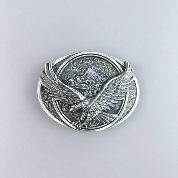 Vintage Silver Plated Eagle Oval Western Belt Buckle