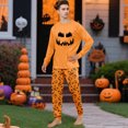 thumbnail image 2 of Halloween Family Pajamas Matching Set - 2 piece Pumpkin Face Print Long Sleeve Top & Pants Outfit,Casual Matching Family Halloween Pajamas for Xmas Celebration & Photos for S Pjs, 2 of 5
