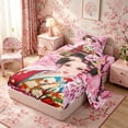 thumbnail image 2 of Manfei Anime Geisha Twin Sheet Sets for Teens, Sakura Kimono Bedding, Pink Red 3pcs, 1 Flat Sheet, 1 Fitted Sheet and 1 Pillowcase, 2 of 6