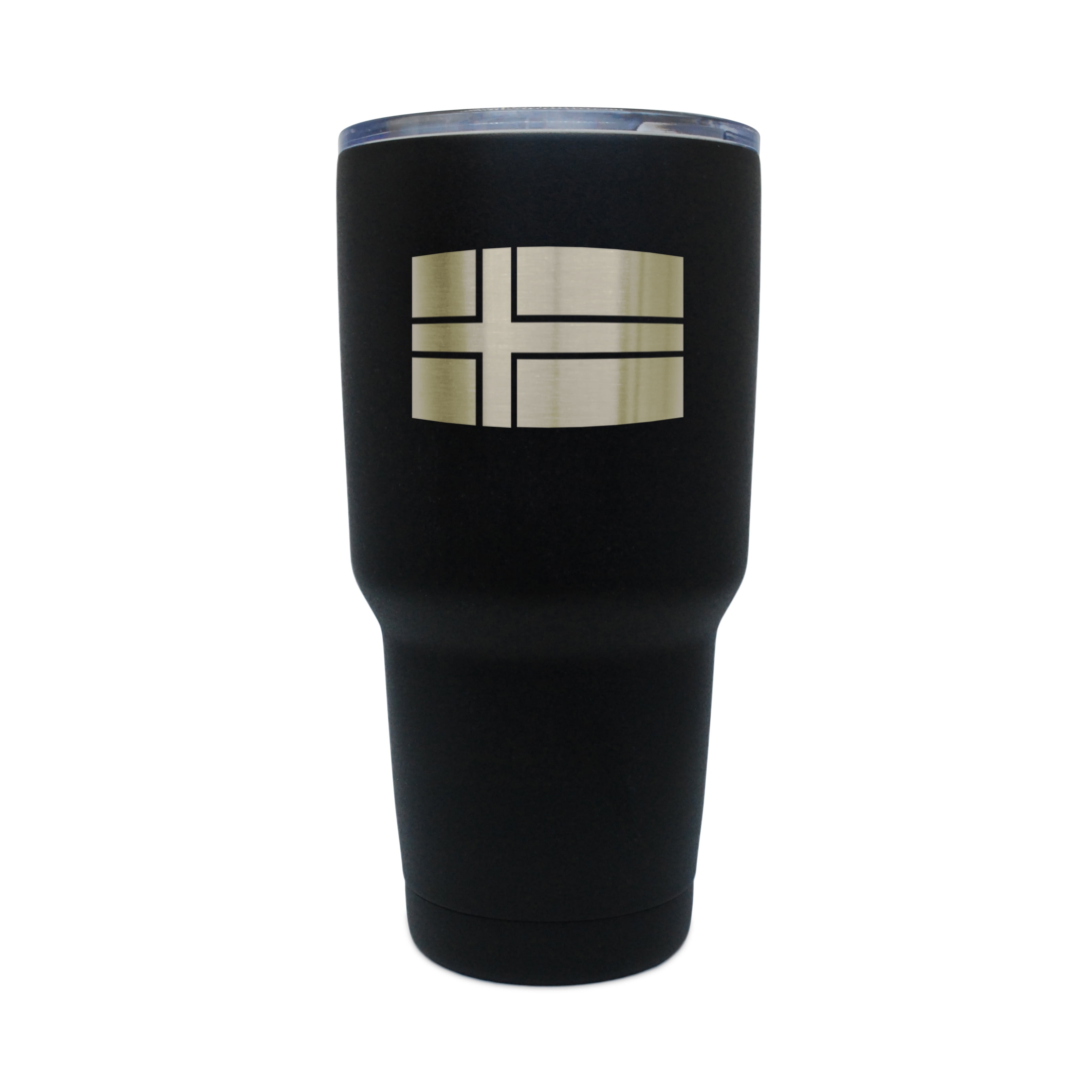 Icelandic Flag Black Stainless Steel Tumbler, 30 Oz Insulated Tumbler, Laser... by BigSpool Distributors