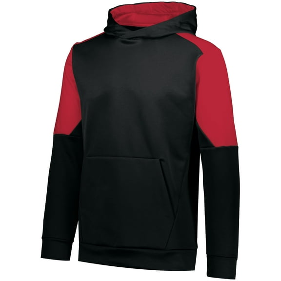 Holloway 222640.500.M Youth Blue Chip Hoodie, Black & Scarlet - Medium