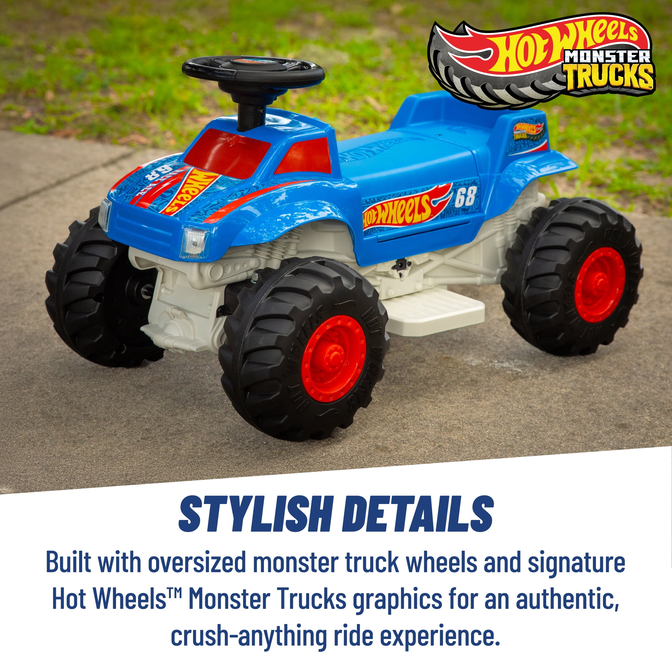 Dynacraft Hot Wheels Monster Truck 6V Ride-On, Blue/Red, Ages 1.5-3 Years, 1 Count