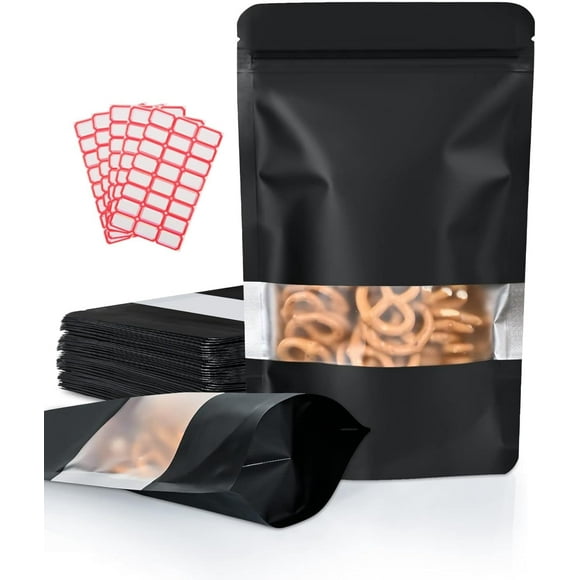 200 Pack Mylar Bags, 4'' x 6" Resealable Bags, Foil Bags, Resealable Bags with Matte Window, Mylar Bags with Clear Window, Resealable Bags Smell Proof Bags, Zipper Foil Bags