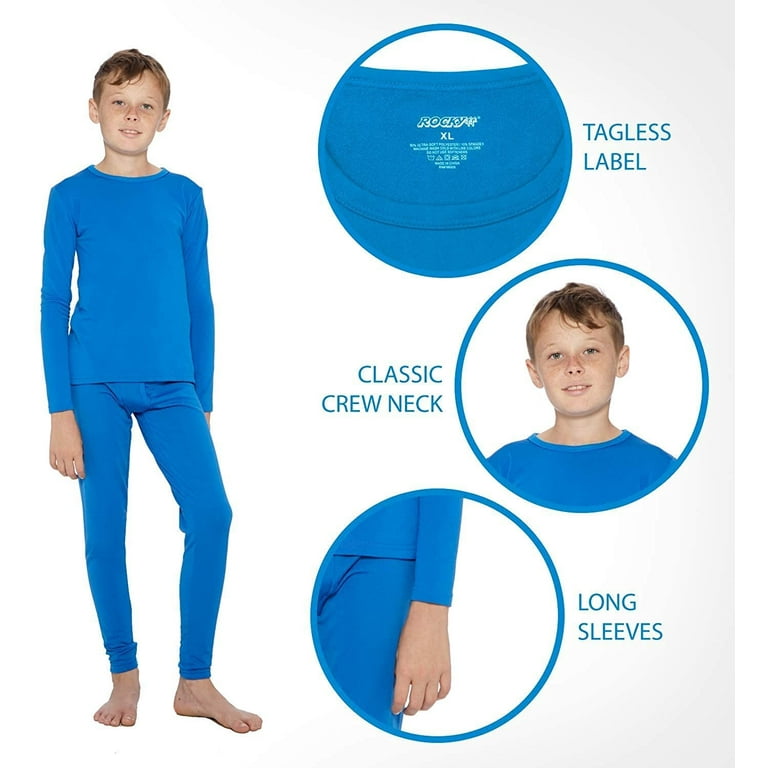 DEVOPS Boys and Girls Thermal Underwear Long Johns Set with Fleece Lined  Medium White