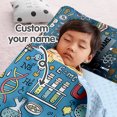 thumbnail image 2 of KAINSY Personalized Toddler Nap Mat for Boys–Laboratory Ware Pattern, Custom Name Nap Mats with Removable Pillow, Roll-Up Sleeping Mat for Kids Preschool, Daycare, Travel, Kindergarten, 2 of 4
