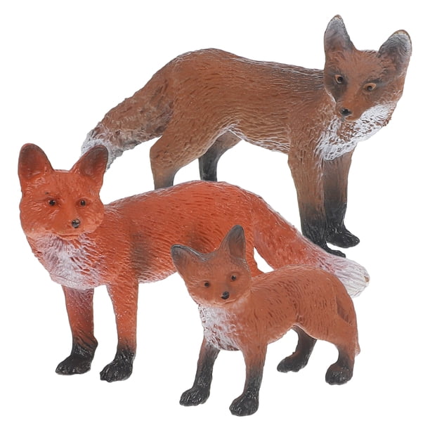 BRIGHTFUFU 3 piezas simulación animal salvaje figura realista juguetes divertidos Modelo Kids Animal Model Toys - 5x3cm (Fox)