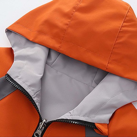 Cethrio Boys Zip up Jackets, Color-blocking Casual Hooded Long Sleeve Kids Windbreaker Orange Size 14-16