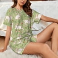thumbnail image 4 of Daiia Cute Rabbit And Flower Pattern Womens Pajama Sets Short Sleeve Pajamas for Women Sets Soft Lounge Sets Casual Round Neck Sleepwear PJS-Medium, 4 of 7