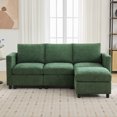 thumbnail image 2 of L Shaped Couch Set for Living Room, 4 Seat Storage Modular Sofa with Movable Ottoman, Chenille Dark Green, 2 of 7