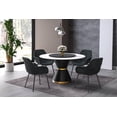 thumbnail image 5 of LeisureMod Qorvus Mid-Century Modern Round Dining Table with 60" Sintered Stone Top and Black/Gold Pedestal Base for Dining Room and Kitchen (White), 5 of 6