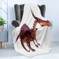 thumbnail image 4 of Dragon Soft Flannel Fleece Blanket, Fantasy on a Plain Background Dangerous Looking Creature Fantasy Land, Cozy Plush for Indoor and Outdoor Use, 60" x 80", Dried Rose and Cinnamon, by Ambesonne, 4 of 5