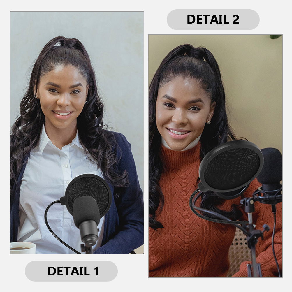 Raindrops Mic Pop Filter Shield Black Metal Plastic Mesh for Clear Sound Handheld Microphone Use 2Pcs