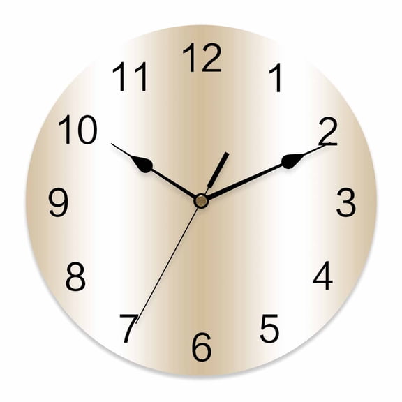 Wall Clock Ombre Beige White Clocks PVC Silent Non-Ticking Battery Operated Decorative Gradient Color Round Clock for Home Living Room Kitchen Bedroom Office School Wall Decor 10 Inch