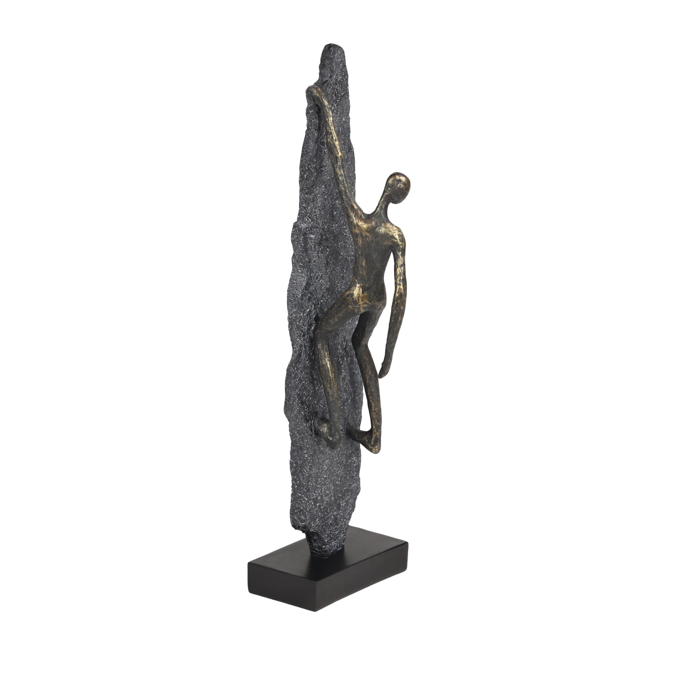 6" x 19" Bronze Polystone Climbing People Sculpture, by DecMode