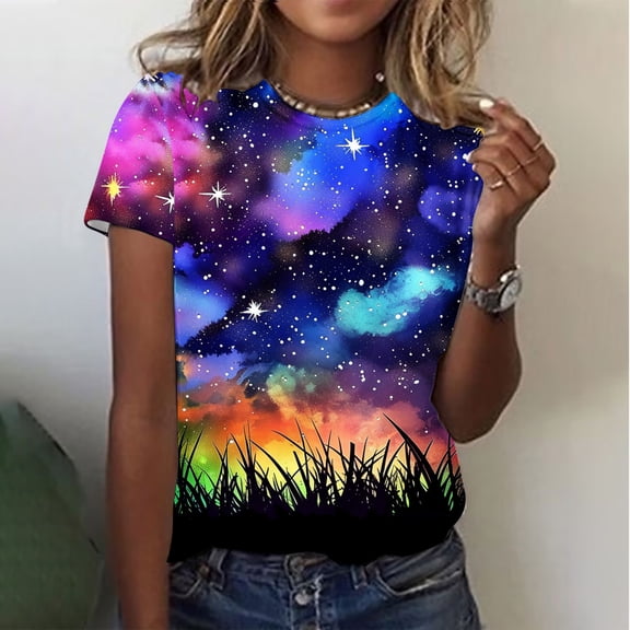 LiMoi Womens Shirts Short Sleeve V Neck Womens T Shirts Cotton Loose Fit Floral Shirts for Women Y2k Plus Size T Shirts for Women Reorders
