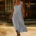 thumbnail image 6 of Horkkom Linen Dress Women Summer Sleeveless Flowy Maxi Dress Casual Loose Solid Color Long Dresses with Pockets XXL, 6 of 9