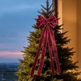 thumbnail image 7 of Christmas Tree Bow Ornaments, 47.24X11.81" Burgundy Velvet Large Pre‑Tied Holiday Bows, Gold‑Trimmed Xmas Decorative Bows with Long Streamers, Luxury Velvet Hanging Bow Decorations, Festive Big Bow, 7 of 7