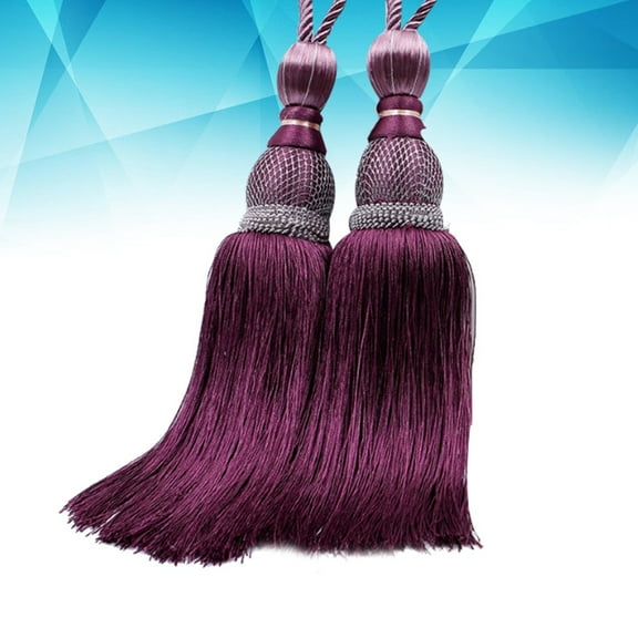 ORDDIART Set of 2 Dark Polyester Tassel Curtain Tiebacks for Living Room, 11.8 x 1.6 x 1.6 inches