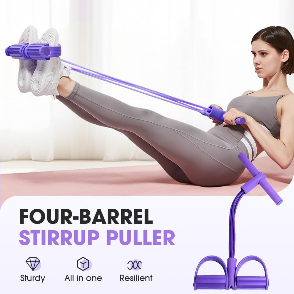Pedal Resistance Bands with Handles - 4-tube natural rubber design, adjustable intensity for full-body workouts, perfect for arms, legs, waist, and home fitness