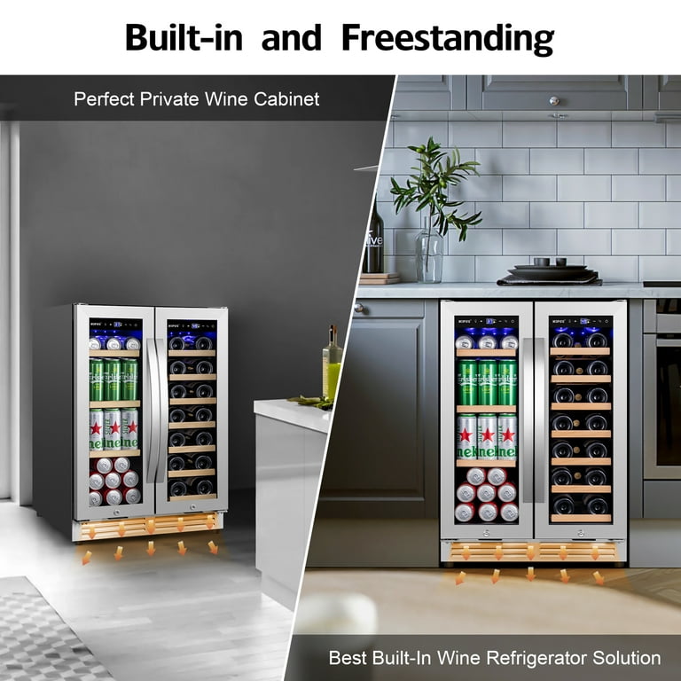 Tittla 24'' 20 Bottle and 60 Can Dual Zone Built-In Wine & Beverage  Refrigerator & Reviews