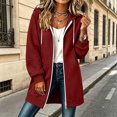 thumbnail image 3 of WULMLEO Long Hoodies Women Lined Long Sleeve Full Zip Up Hooded Sweater Coat Casual Lightweight Sweatshirts Plus Size 2026 Jacket with Pocket Red 5XL, 3 of 9