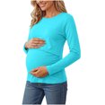thumbnail image 2 of SBYOJLPB Maternity Tops for Women Solid Color Long Sleeve Round Neck Leisure Pregnancy Clothes Top, 2 of 9