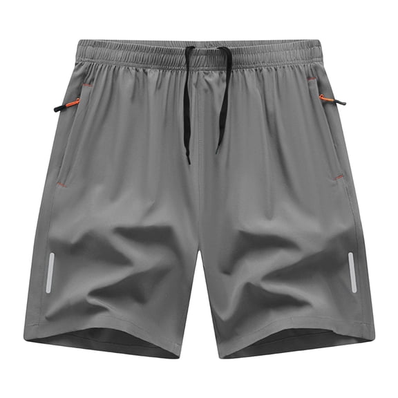 BVOFAR Quick Dry Athletic Shorts with Zipper Pockets Lightweight Gym Workout Shorts Causal Drawstring Sports Joggers Summer Beach Shorts Gray L
