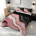 thumbnail image 3 of Manfei Marble Print Queen Comforter Set, Marbling Metallic Comforter Sets Queen, Pink, Black and Gold, Black Reversible 3pcs, 1 Comforter and 2 Pillowcases, 3 of 6