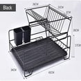 thumbnail image 3 of YOPTOP Dish Rack Dish Drying Stand Dish Drainer Plate Rack Dish rake Kitchen Organizer Dish Drying Rack Countertop Large Antibacterial Kitchen Utensils Dish racks Dish Stand (Black), 3 of 5