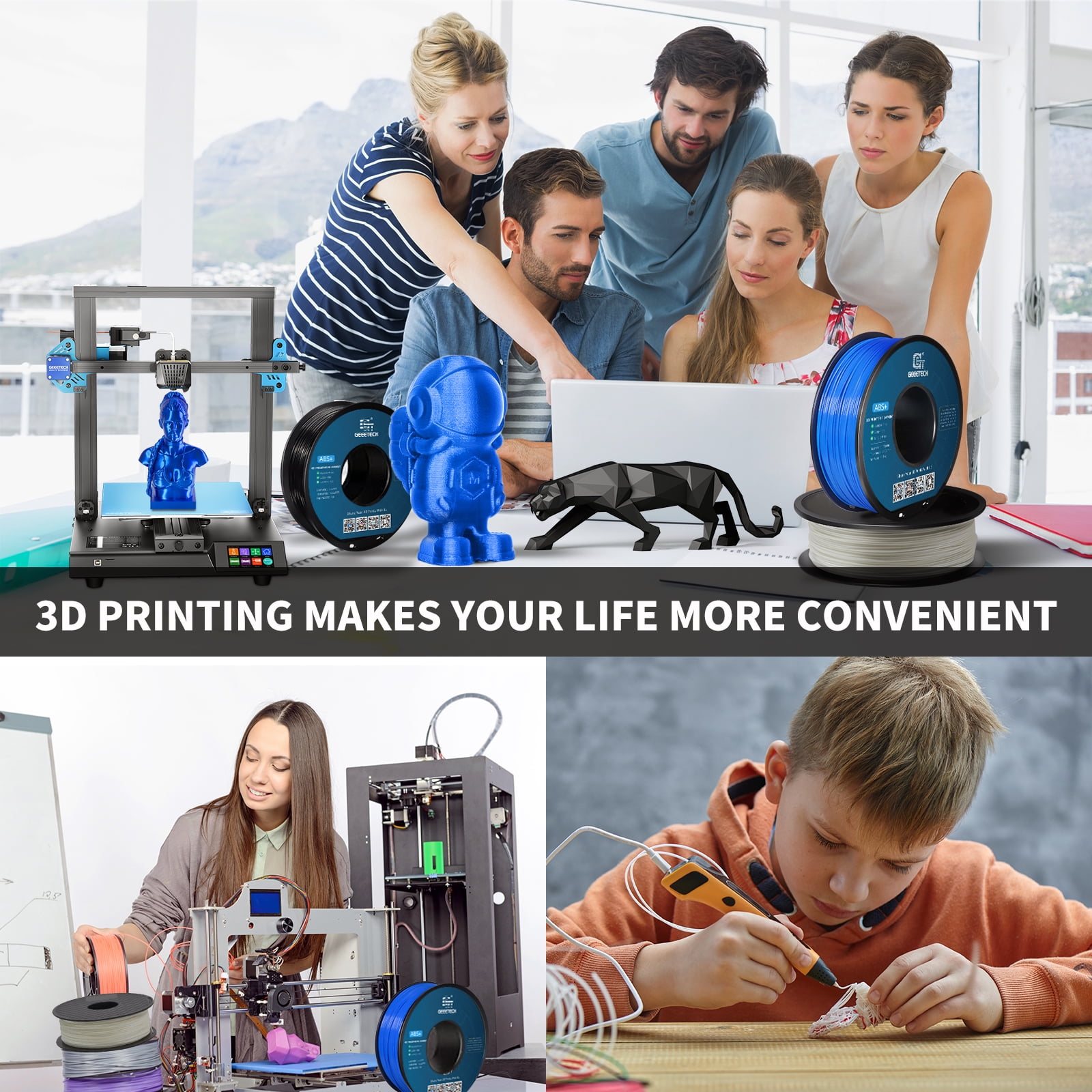 Geeetech ABS 3D Printer Filament 1.75mm ABS Filament 10KG Spool Blue