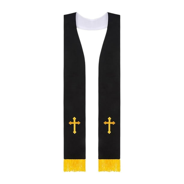 Estola para misa del clero, estola para sacerdote, artículos para fiestas, adultos, actuaciones, graduaciones Blanco y negro