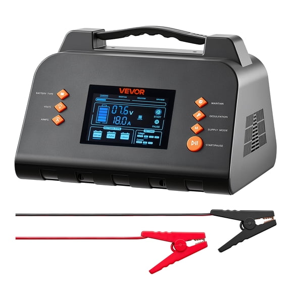 VEVOR Smart Battery Charger 25A 6V 12V 24V for Lithium LiFePO4 Lead-Acid, Compatible with Cars Motorcycles Mid-Size RVs, Trickle Charging Maintainer Desulfator, Charger with 3.8 Inch LCD Display