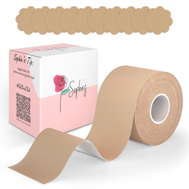 Sophie's Boobytape | Cinta Adhesiva para Levantamiento de Busto | 5 Pares de Pezoneras | Boob Tape Cubre pezones | Nipple Cover | Adhesivo Body Brasier para Mujer | Sophie's Boobytape