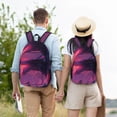 thumbnail image 4 of Disketp Mystical Dragon Under Moon print Canvas Backpack Lightweight Travel Daypack Student Rucksack Laptop Backpack-, 4 of 5