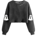 thumbnail image 2 of ibiyuan Womens Sweatshirts Halloween Crewneck Lightweight Shirts for Women Graphic Tees Pumpkin Season Halloween Embroidered Sweater Long Sleeve Tops Halloweens Gifts for Her, 2 of 3