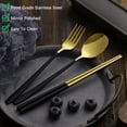 thumbnail image 3 of STONCEL 6 Pcs Portable Stainless Steel Flatware Set, Travel Reusable Utensils Set Cutlery Set Including Knife Fork Spoon Chopsticks Carry Case for School, Office, Camping, Picnic(Black-Gold), 3 of 8