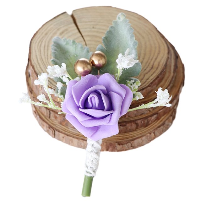 Qarigey Amplia aplicación Versátil para hombre para bodas y fiestas de compromiso Novio Boutonniere Accesorios de disfraces Púrpura