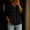 Black, variant on Womens 3/4 Sleeve Button Down Shirts Cotton Linen Roll Up Short Sleeve Tops V Neck Casual Loose Fit Blouses S-2XL